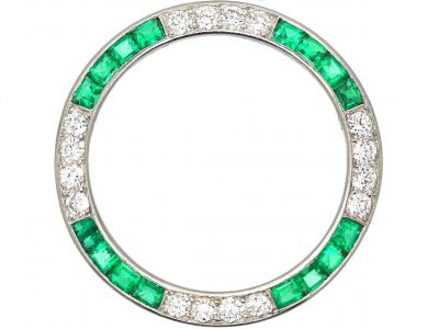 Art Deco Platinum, Emerald & Diamond Circular Brooch