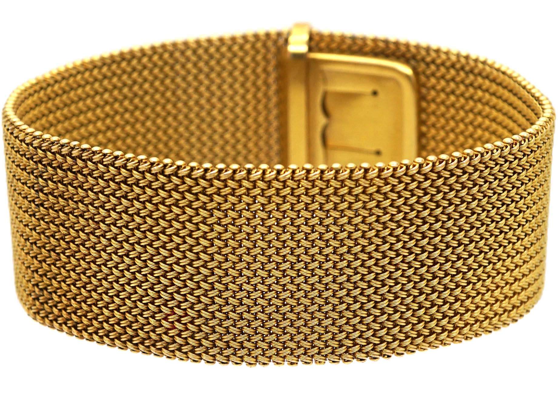 French Belle Epoque 18ct Gold Woven Design Bracelet (855S