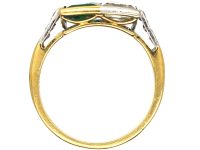 18ct Gold & Platinum, Square Cut Emerald & Diamond Ring by Boodles