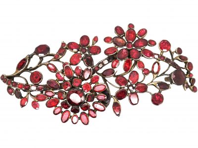Georgian Almandine Garnet Flower Spray Giardinetti Brooch