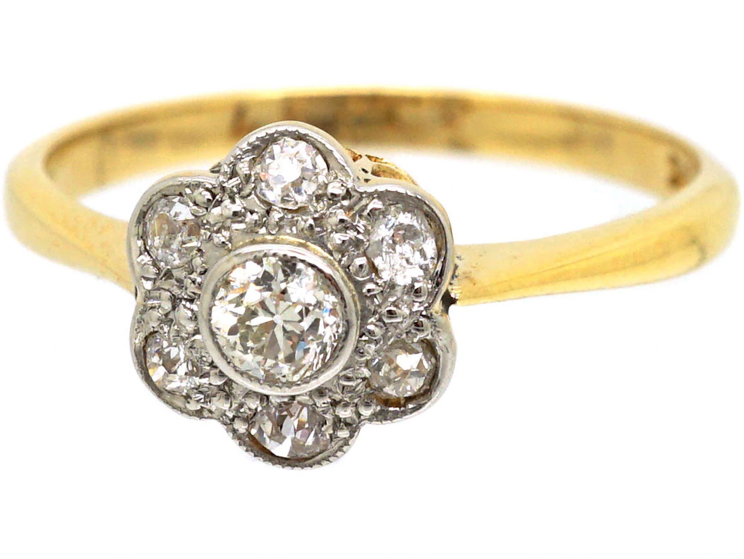 Edwardian 18ct Gold & Platinum, Diamond Daisy Cluster Ring (858S) | The ...