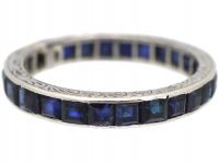 Art Deco Platinum & Square Cut Sapphire Eternity Ring
