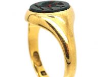 Edwardian 18ct Gold & Bloodstone Signet ring with Griffin Intaglio