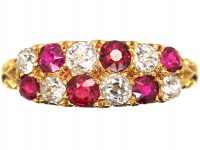 Victorian 18ct, Gold Ruby & Diamond Chequerboard Ring