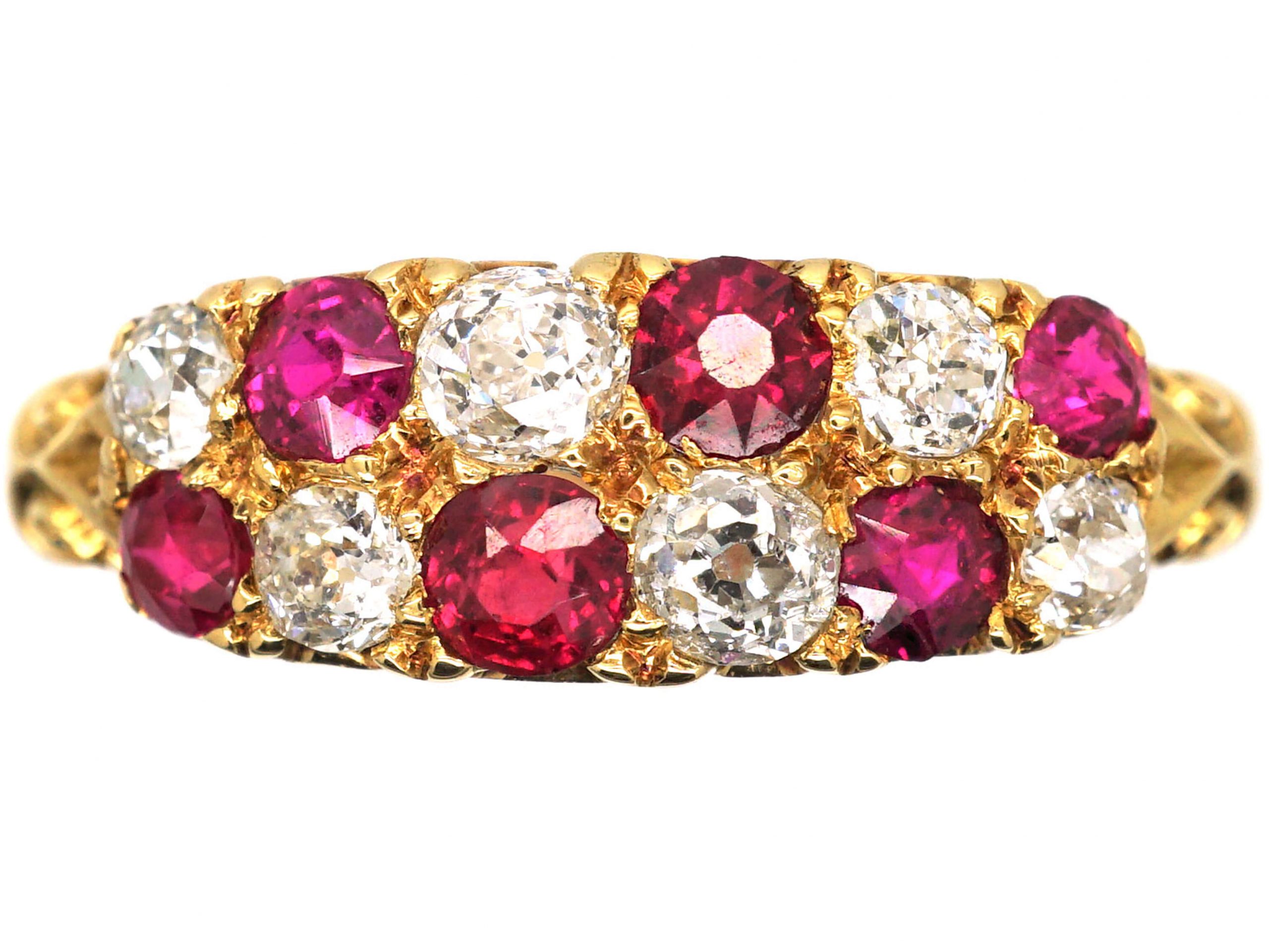 Victorian 18ct, Gold Ruby & Diamond Chequerboard Ring (36T) | The ...