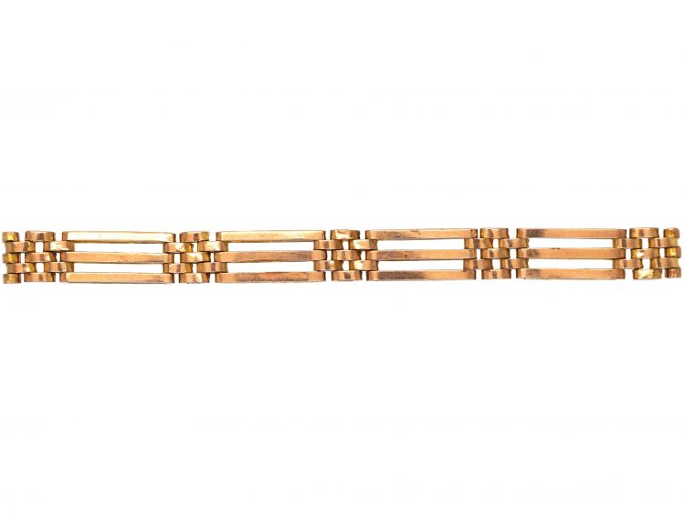 Edwardian 9ct Gold Gate Bracelet with 9ct Gold Padlock