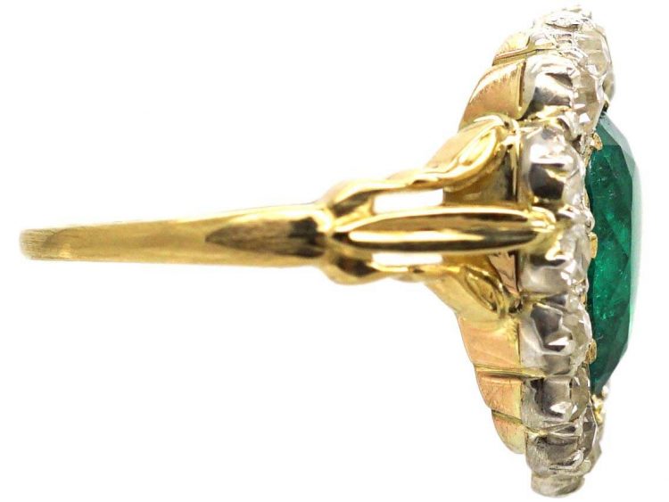 Victorian 18ct Gold, Emerald & Diamond Pear Shaped Ring