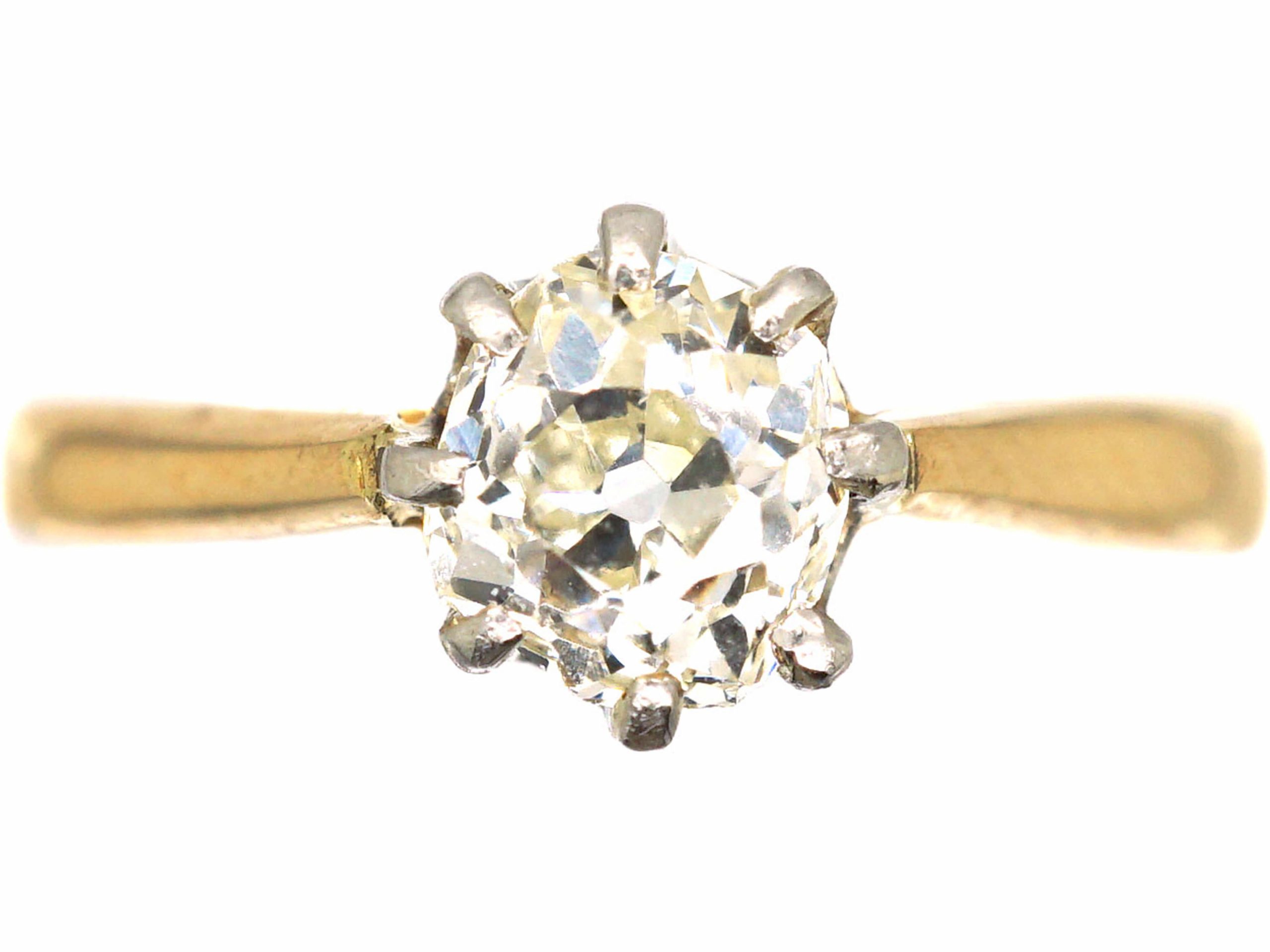 Art Deco 18ct Gold Old Mine Cut Diamond Solitaire Ring (826S) | The ...