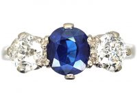 1920's Platinum, Sapphire & Diamond Three Stone Ring