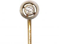 Art Deco 15ct Gold & Platinum Tie Pin set with a Diamond