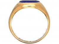 9ct Gold & Lapis Signet Ring with Intaglio of a Cow & Crosses