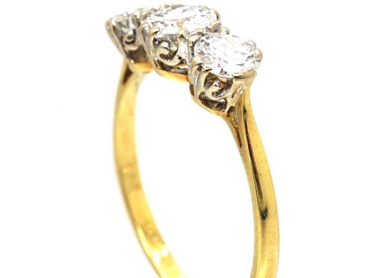 1920s 18ct Gold & Platinum, Three Stone Diamond Ring