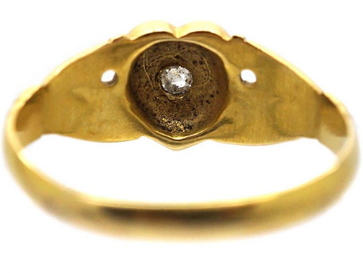 Victorian 18ct Gold Fede Ring with Diamond set Heart