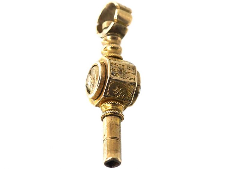 Victorian 9ct Gold Cased Watch Key set with Bloodstone