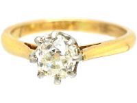 Art Deco 18ct Gold Old Mine Cut Diamond Solitaire Ring