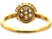 Art Deco 18ct Gold & Platinum, Emerald & Diamond Target Ring