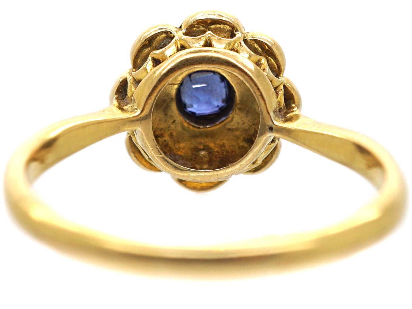 Edwardian 18ct Gold, Sapphire & Natural Split Pearl Cluster Ring (924S ...
