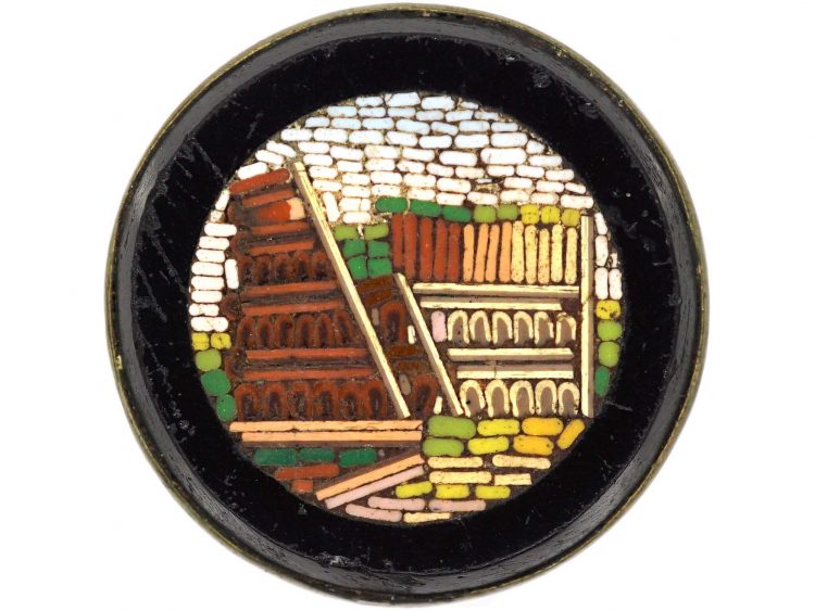 Victorian Micro Mosaic Brooch of the Colosseum in Rome