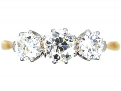 Early 20th Century 18ct Gold & Platinum, Three Stone Diamond Ring
