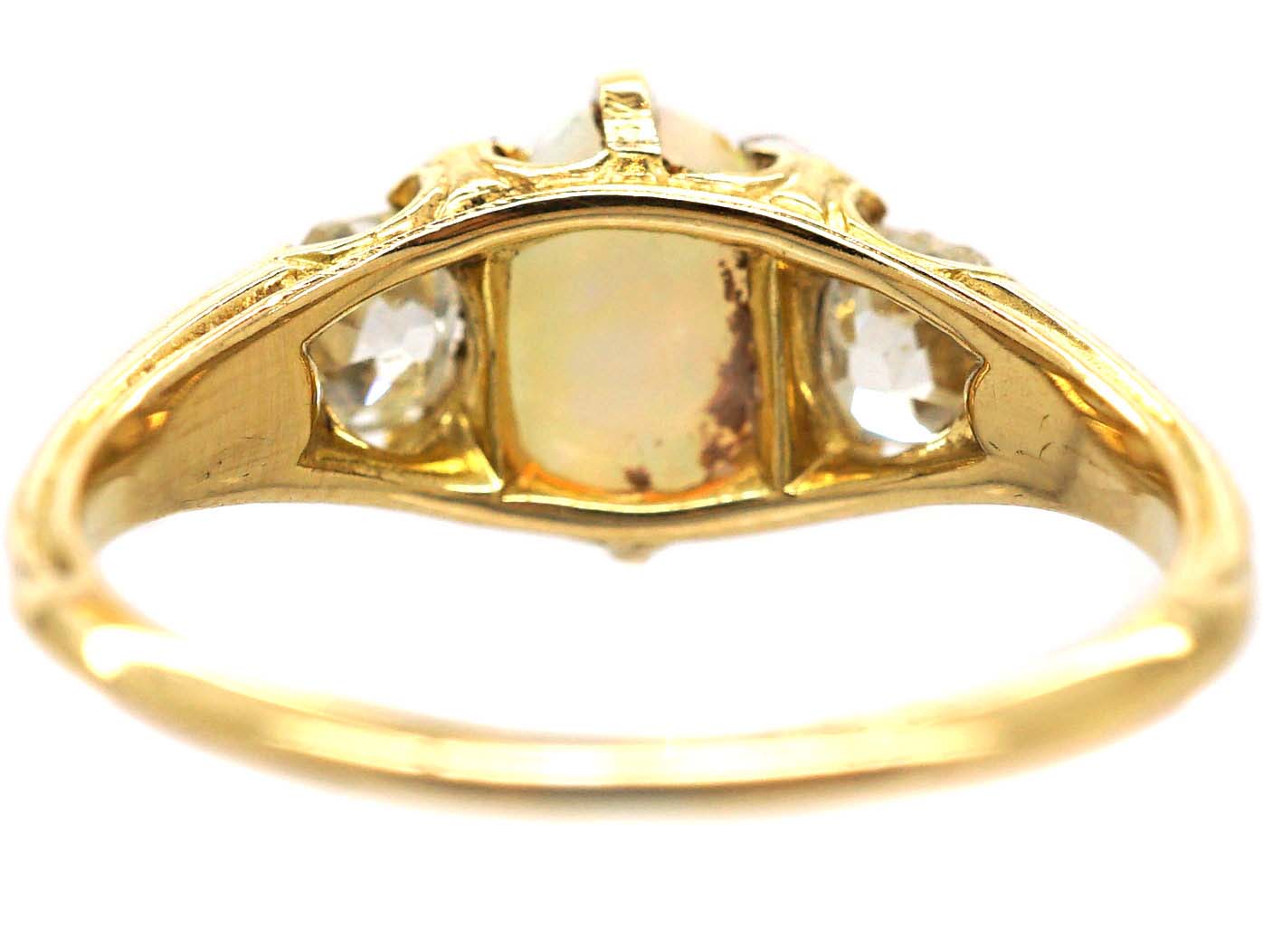 Edwardian 18ct Gold, Opal & Diamond Three Stone Ring (857S) | The ...