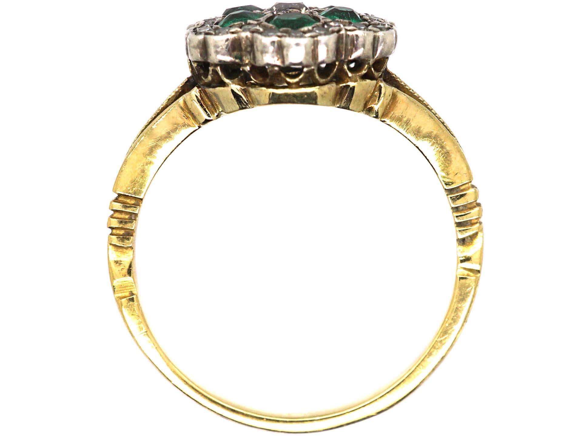 Edwardian 18ct Gold, Emerald & Diamond Cluster Ring (846S) | The ...