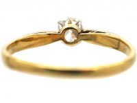 Art Deco 18ct Gold & Platinum, Diamond Solitaire Ring with Decorative Platinum Shoulders