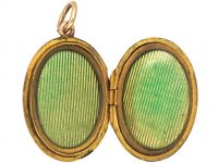 Edwardian 9ct Back & Front Oval Locket with Engraved Swallow Detail