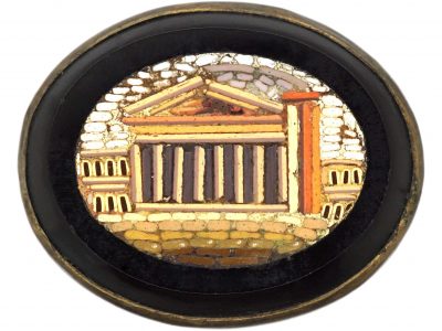 Victorian Micro Mosaic Brooch of the Pantheon in Rome
