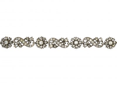 Georgian Silver & Paste Bracelet with Flower & Leaf Motif