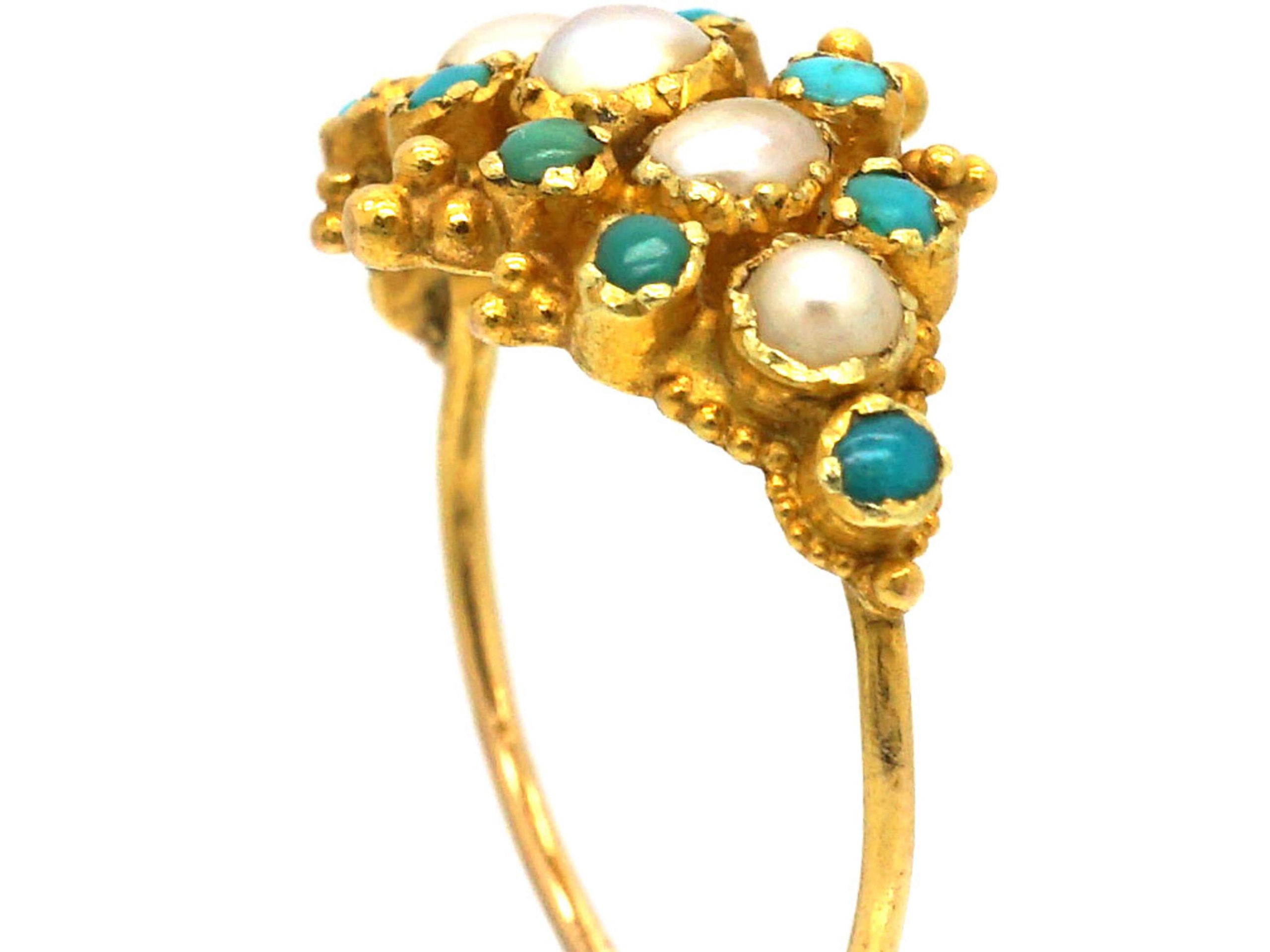672 Turquoise Pearl Ring