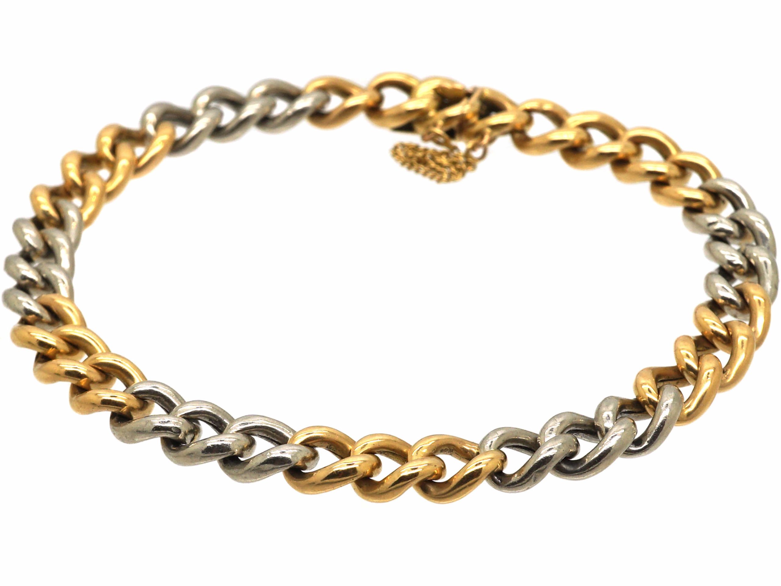 Edwardian 18ct Gold & Platinum Curb Bracelet (50T) | The Antique ...