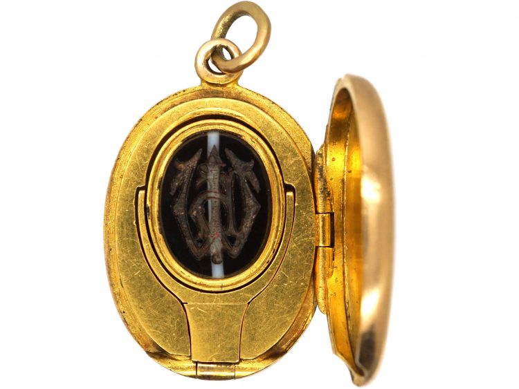 Victorian 15ct Gold Locket with Hinged Seal Inside