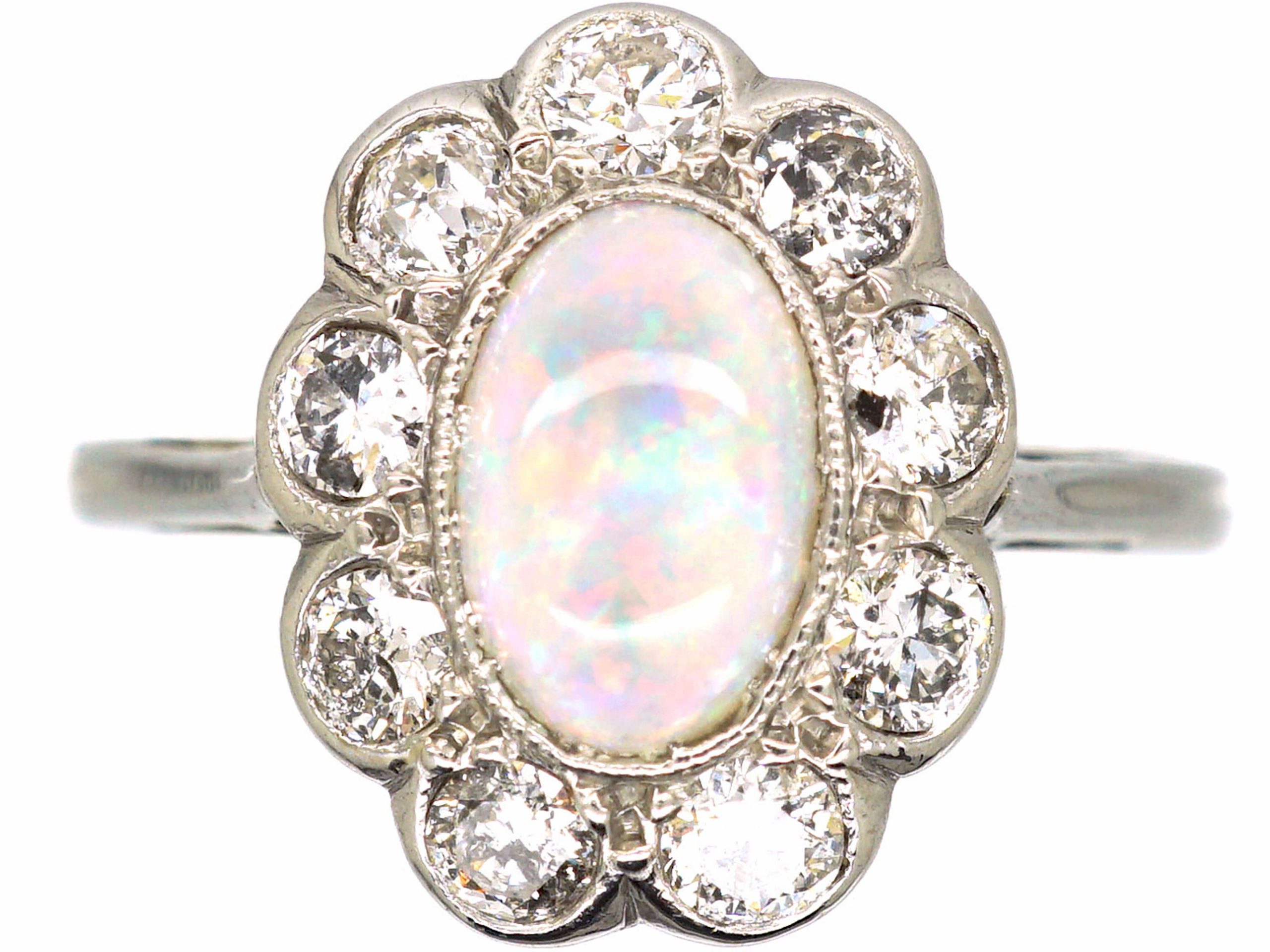 Early 20th Century Opal & Diamond Cluster Ring (53T) | The Antique ...