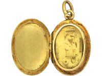Edwardian 15ct Gold, Plain Oval Locket