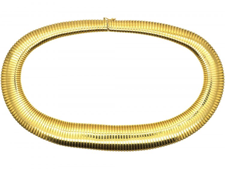 French Retro 18ct Gold Tubo-Gas Graduated Collar