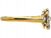 Edwardian 18ct Gold & Platinum, Diamond Cluster Ring with Diamond set Shoulders