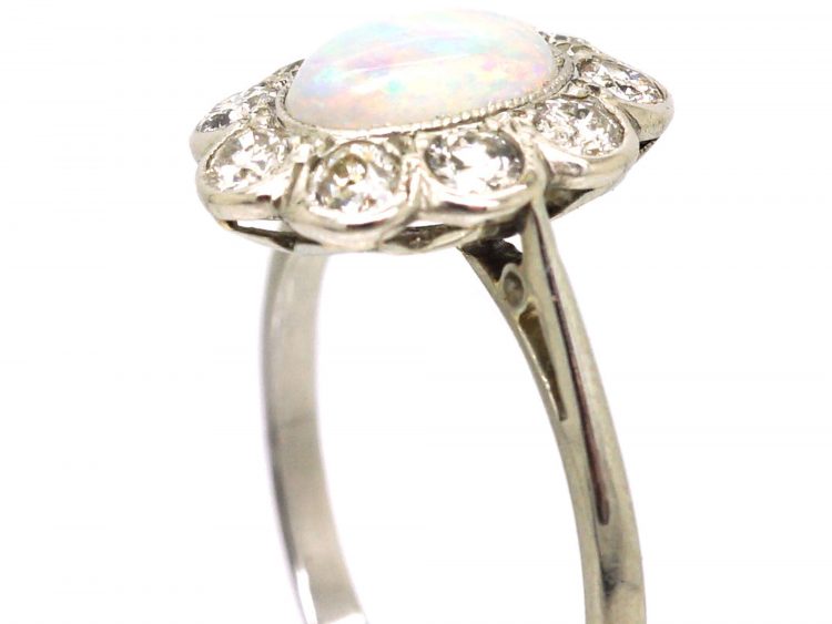 Early 20th Century Opal & Diamond Cluster Ring