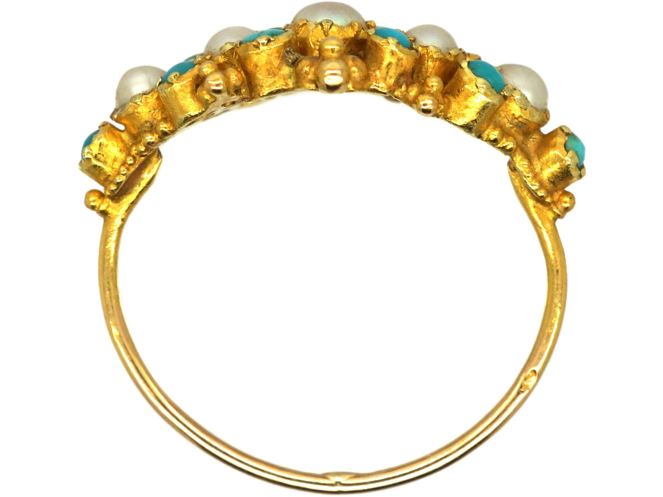 Regency 18ct Gold, Turquoise & Natural Split Pearl Ring (994S) | The ...