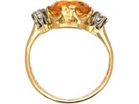 Early 20th Century Swedish 18ct Gold, Topaz & Diamond Ring