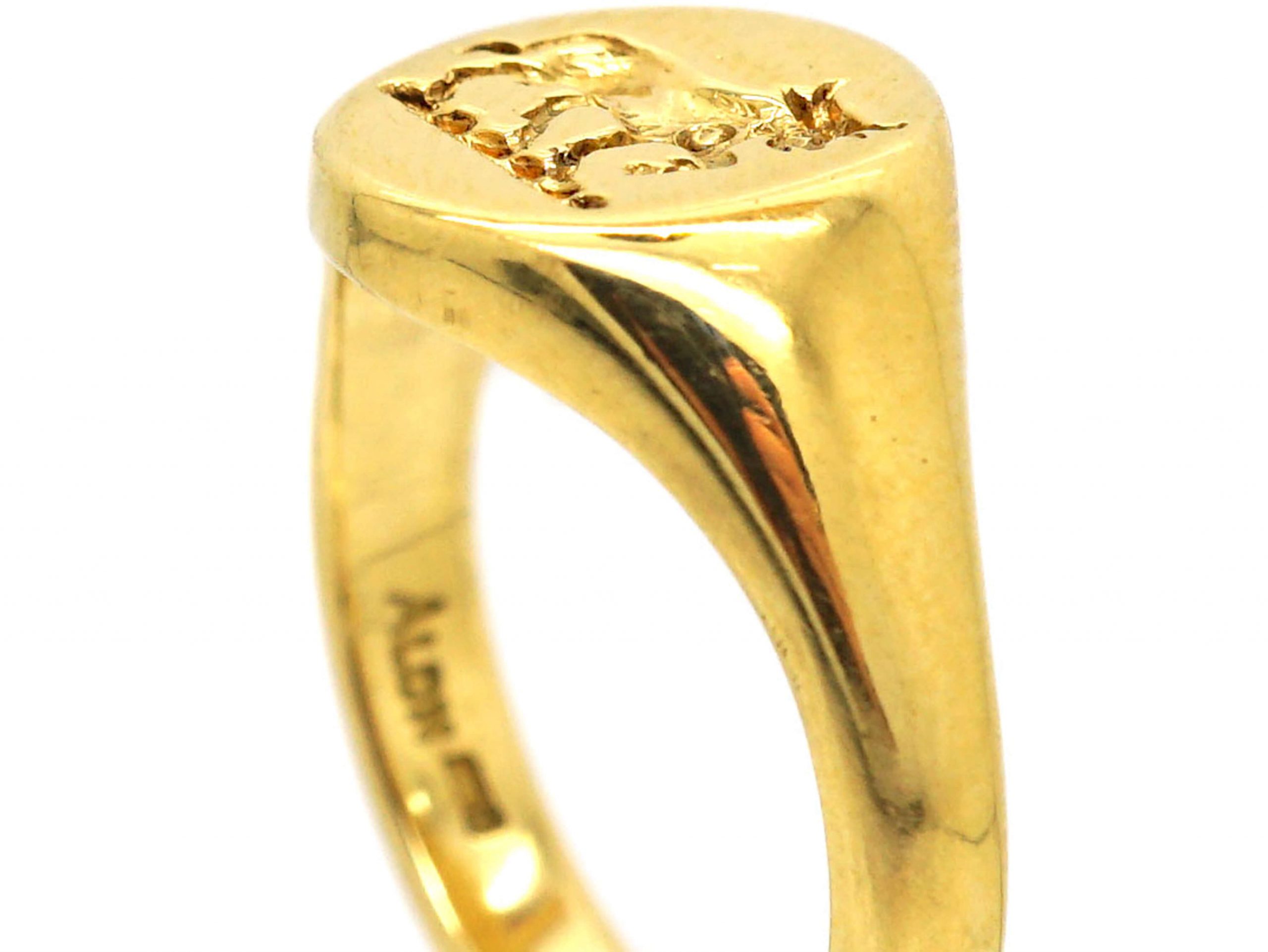 18ct Gold Signet Ring with Bull Taurus Intaglio (45T) | The 18ct Gold Signet Ring with Bull Taurus Intaglio (45T) | The