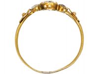 Regency 15ct Gold, Three Stone Aquamarine Ring with Flower Detail