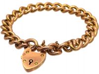 Edwardian 9ct Gold Curb Link Bracelet with 9ct Gold Padlock