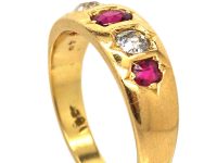 Victorian 18ct Gold, Ruby & Diamond Five Stone Ring