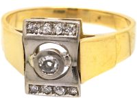 Retro 18ct White & Yellow Gold Ring set with Diamonds