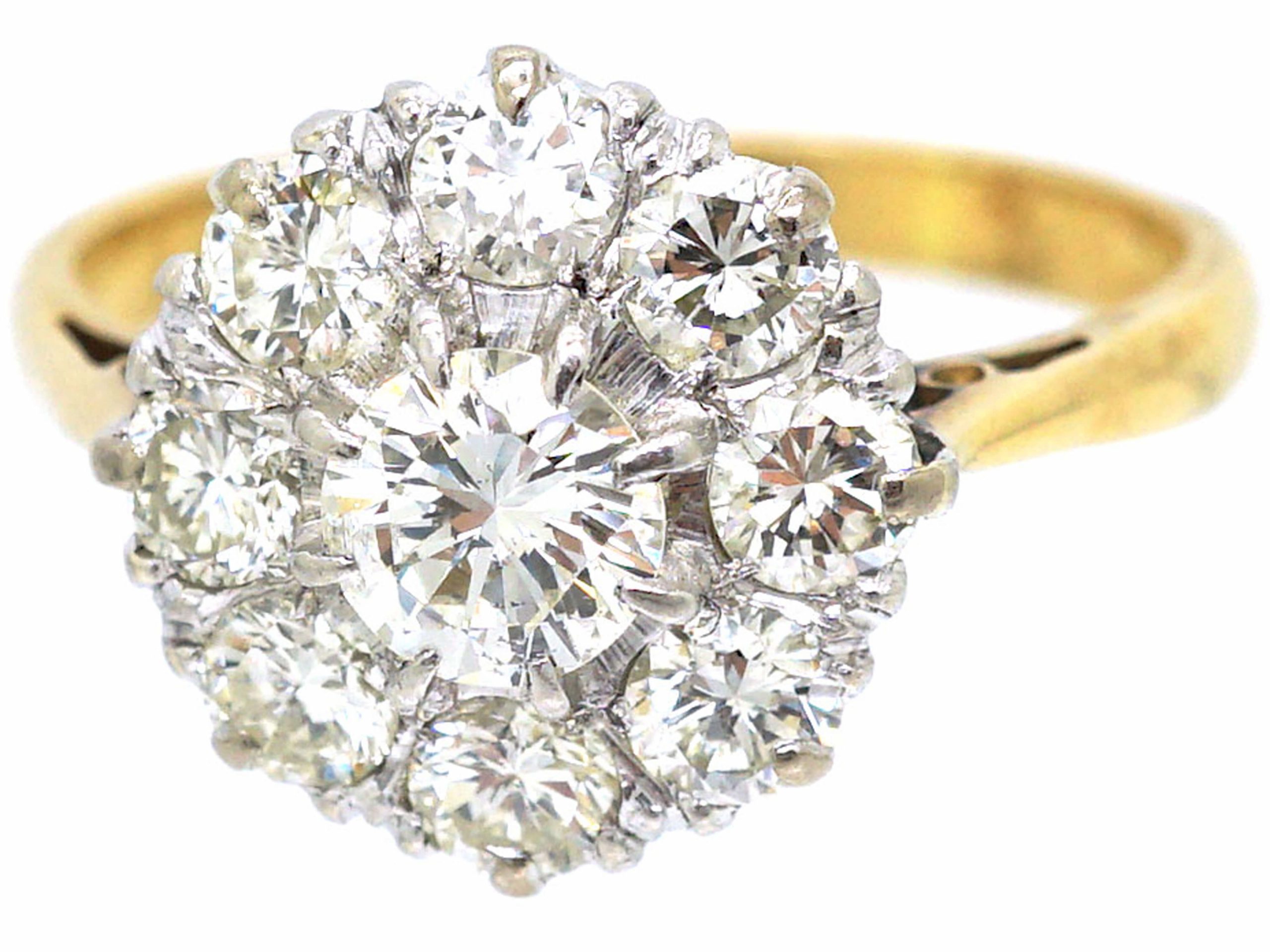 1950s 18ct Gold & Platinum, Diamond Cluster Ring (121T) | The Antique ...