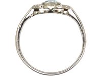 Early 20th Century 14ct White Gold, Aquamarine & Rose Diamond Cluster Ring