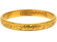 22ct Gold Wedding Ring with Flower Motif