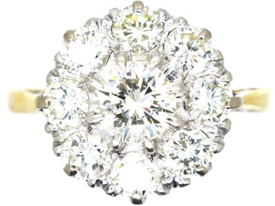 1950s 18ct Gold & Platinum, Diamond Cluster Ring
