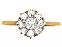 Edwardian 18ct Gold Diamond Daisy Cluster Ring