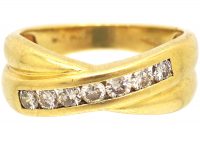 18ct Gold Crossover Ring set with Diamonds